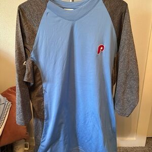Philadelphia Phillies Majestic BP raglan Throwback light blue XL